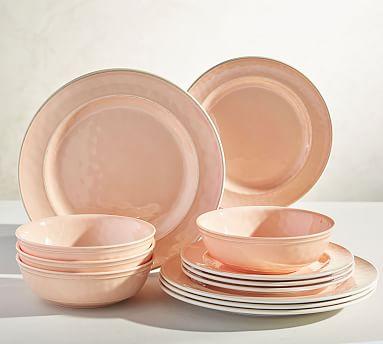 Cabana Melamine 12 Piece Dinnerware Set- Shell Pink