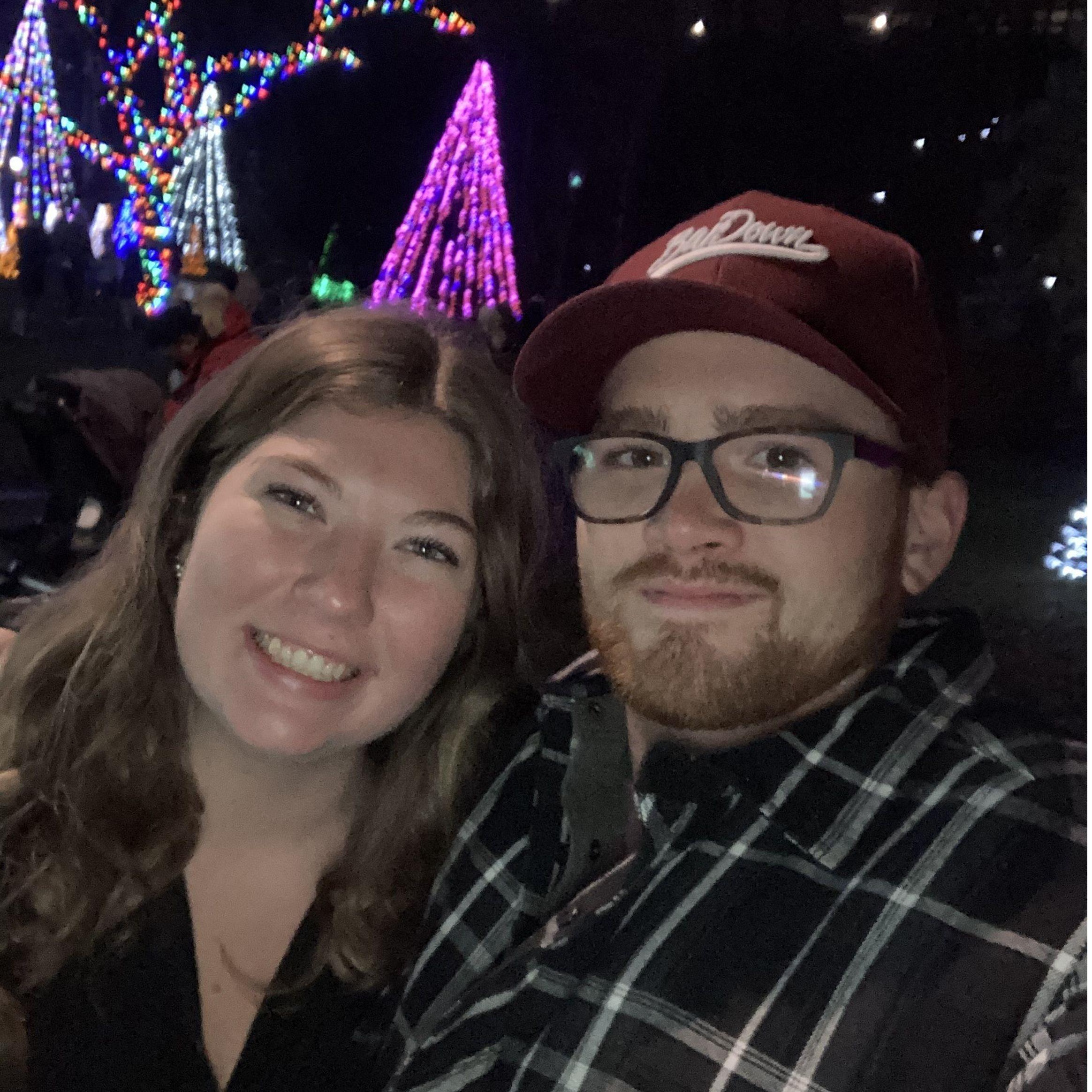 Our first photo together - Niagara Falls Christmas Lights 2020