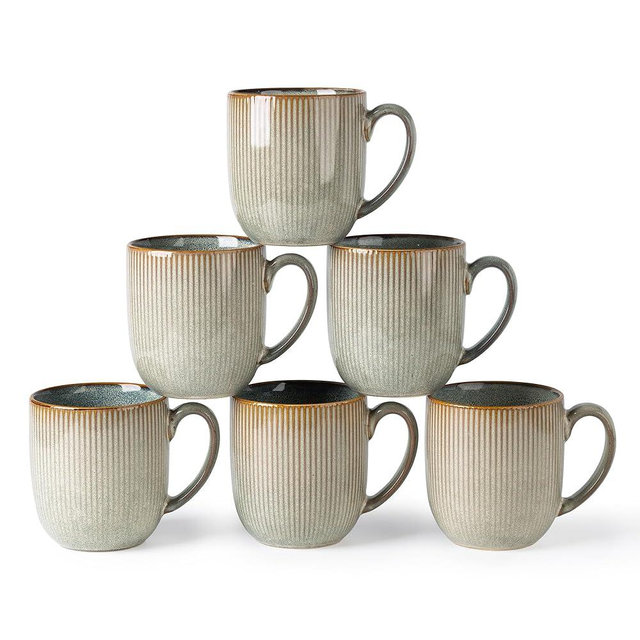 GBHOME Ceramic Coffee Mugs Set of 6, 12oz Handmade Ceramic Coffee Mugs Set with Gradient color for Latte/Tea/Beer/Hot Cocoa, Dishwasher & Microwave Safe