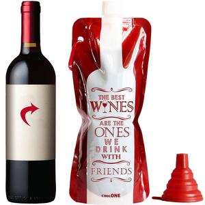Take a Wine - Unique gift Ideas! Flexible Unbreakable Wine Bottle, Durable Travel Wine Bag For Camping, Hiking, Beach & Picnic. With Silicone Funnel! Gifts For Christmas, Mom, Dad, Wine Lovers! (Red)