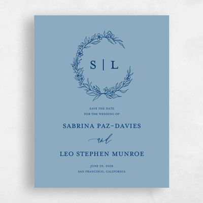 Dusty Blue Wedding Save the Date - Goundry Wreath