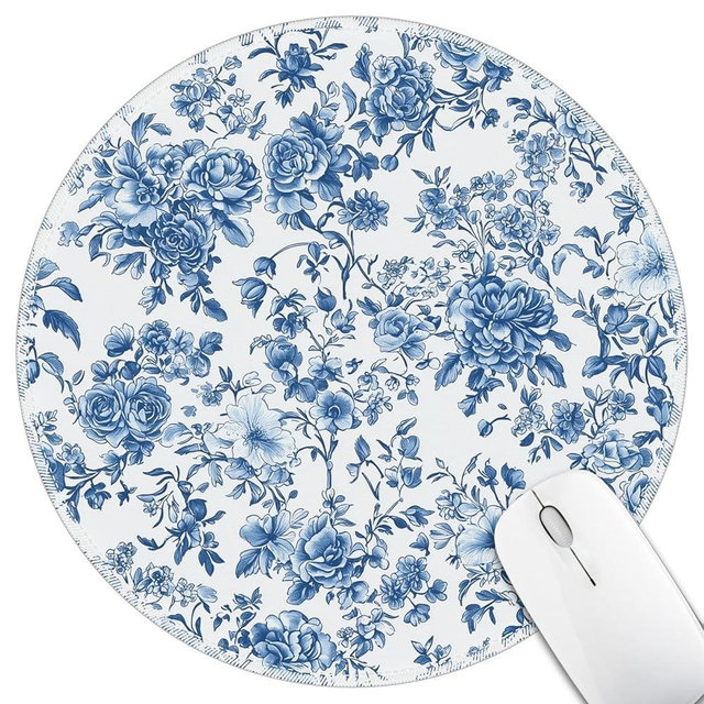 Hancynir Mouse Pad for Desk, Floral Flower Small Cute Mousepad with Non-Slip Base, Round Mouse Pads for Wireless Mouse Laptop Gaming, Computer Mouse Mat for Home Office Travel Desk Accessories