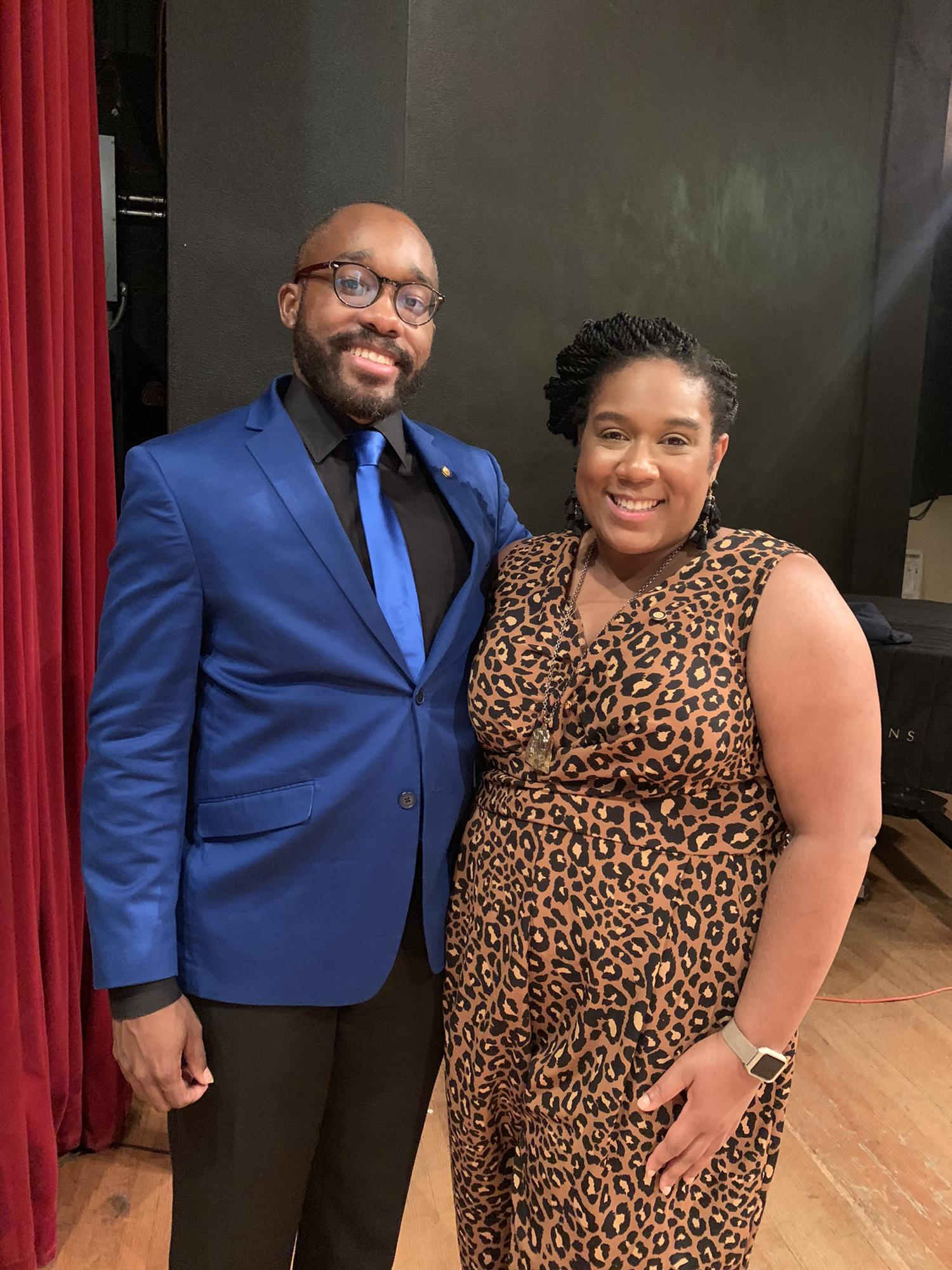 Robert and Siobhan in Stillwater, OK after Siobhan became an honorary member of KKPSI, 2019