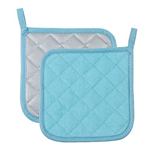Pot Holders Cotton Made Machine Washable Heat Resistant Potholder, Pot Holder, Hot Pads, Trivet for Cooking and Baking (2, Blue)