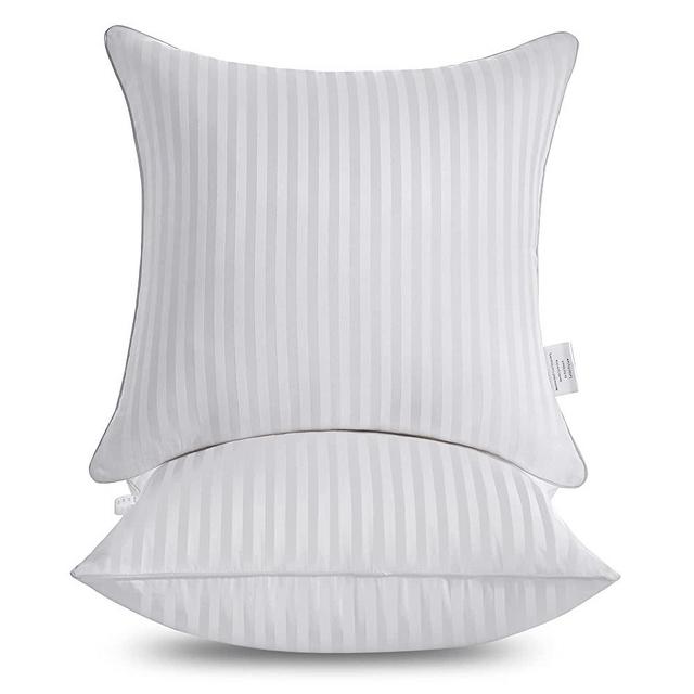 Oubonun 18 x 18 Throw Pillow Inserts,Decorative Square Pillows for Couch Bed Sofa with Soft Cotton Cover White Cushion with Down Alternative Pack of 2