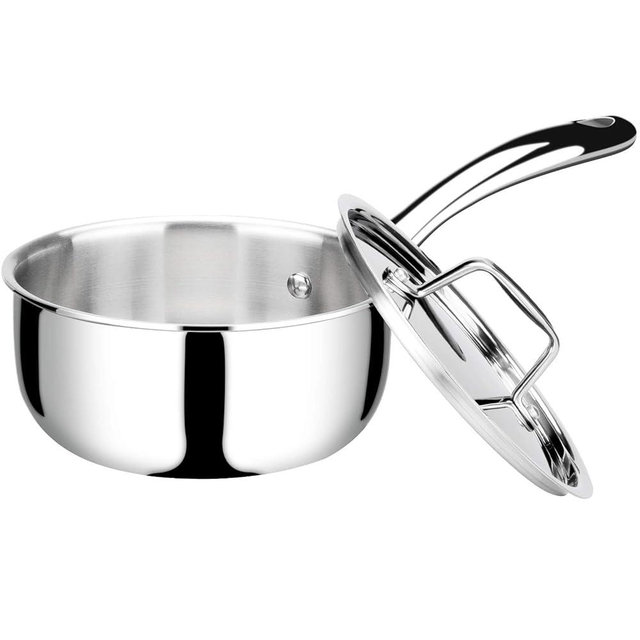 Duxtop Whole-Clad Tri-Ply Stainless Steel Saucepan with Lid, 1.6 Quart, Kitchen Induction Cookware