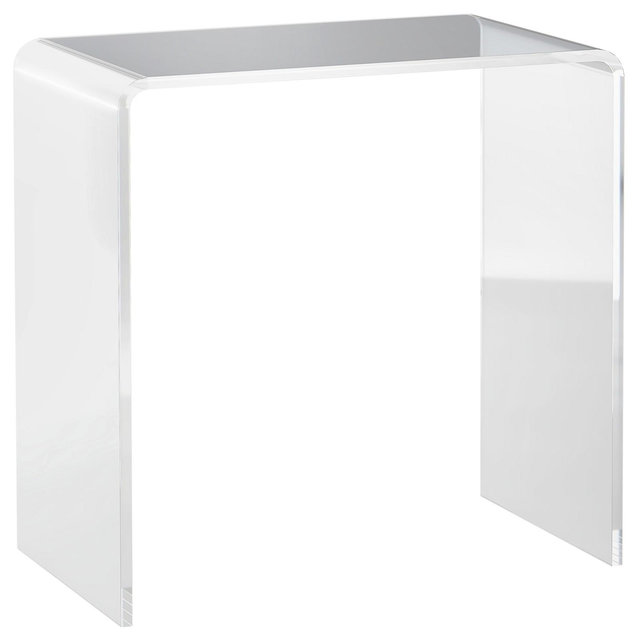 HOMCOM Acrylic Side Table, Modern Waterfall End Table with Rounded Edges for Small Spaces, 21" x 12" x 21", Clear