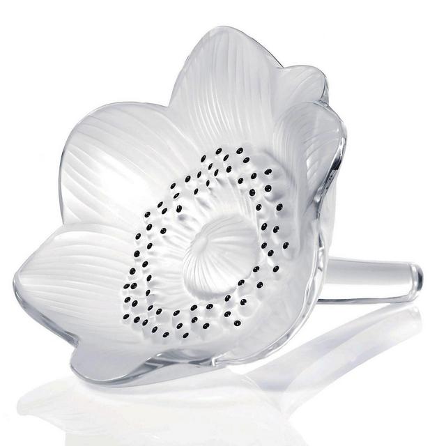 Lalique Anemone Crystal Flower Paperweight