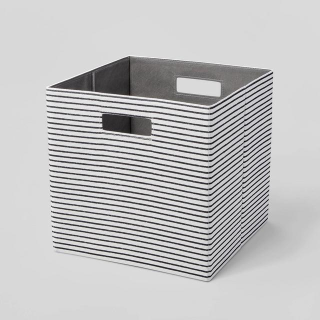 13" x 13" Fabric Bin Black Textured Stripes - Brightroom™