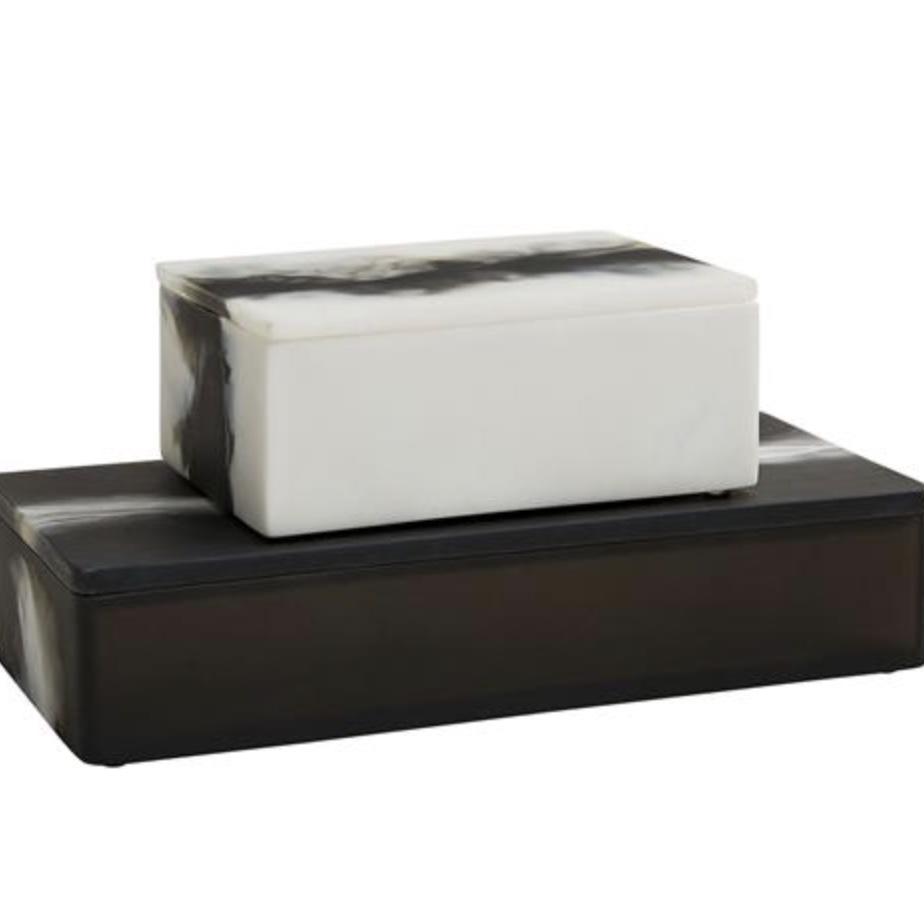 Arteriors Hollie Modern Black And White Resin Decorative Boxes - Set of 2