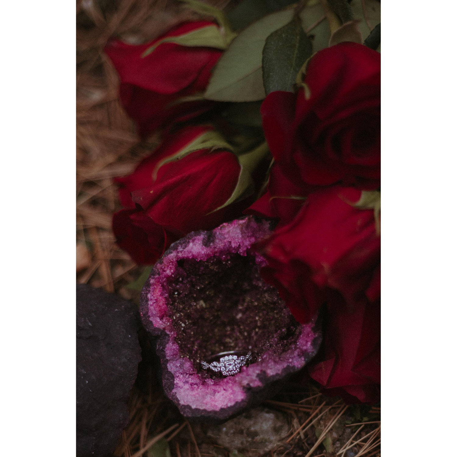 The engagement ring and the geode Kevin got LeAnn for their anniversary