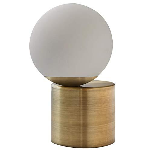 Rivet Modern Glass Globe Living Room Table Desk Lamp With LED Light Bulb - 7 x 10 Inches, Brass Finish