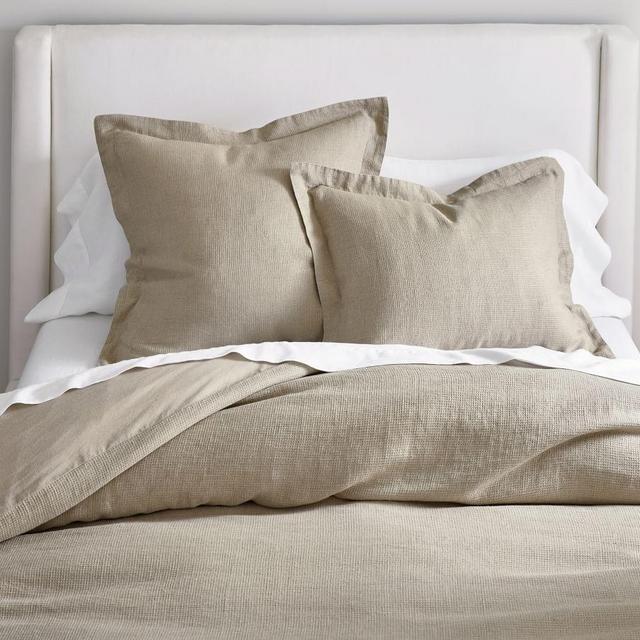 Dark Flax Belgian Flax Linen Waffle Duvet Cover, Full/Queen