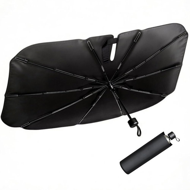 Foldable Car Umbrella Cover for Front Window - Car Windshield Sun Shade Heat & UV Protection, Easy Open Keep Cool and Protect Interior for Auto Sedan SUV (56" L x 31" W)