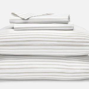 Luxe Sateen Core Sheet Set Size: King; Color: Tandem Stripe in Pebble