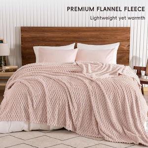 PHF Ultra Soft Flannel Fleece Blanket | Jacquard Fleece Blanket | King Size | 108"x90" | Rose Smoke