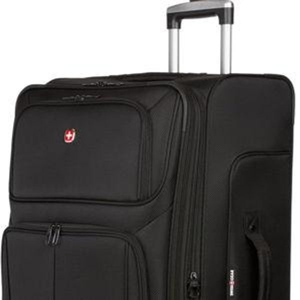 SwissGear Sion Softside Expandable Luggage, Black, Checked-Large 29-Inch