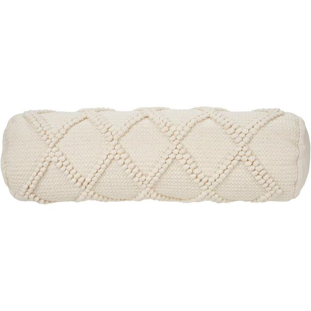 6"x20" Oversize Life Styles Diamond Lattice Cylinder Throw Pillow Ivory - Mina Victory