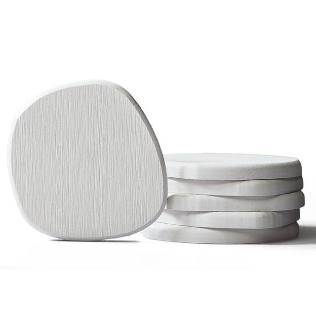 XRzitky Instant Dry Stone Coasters Set of 6, Natural Diatomaceous Earth Table Coasters for Drinks, Unique Drying Stone Absorbent Coasters 6 Pack, White