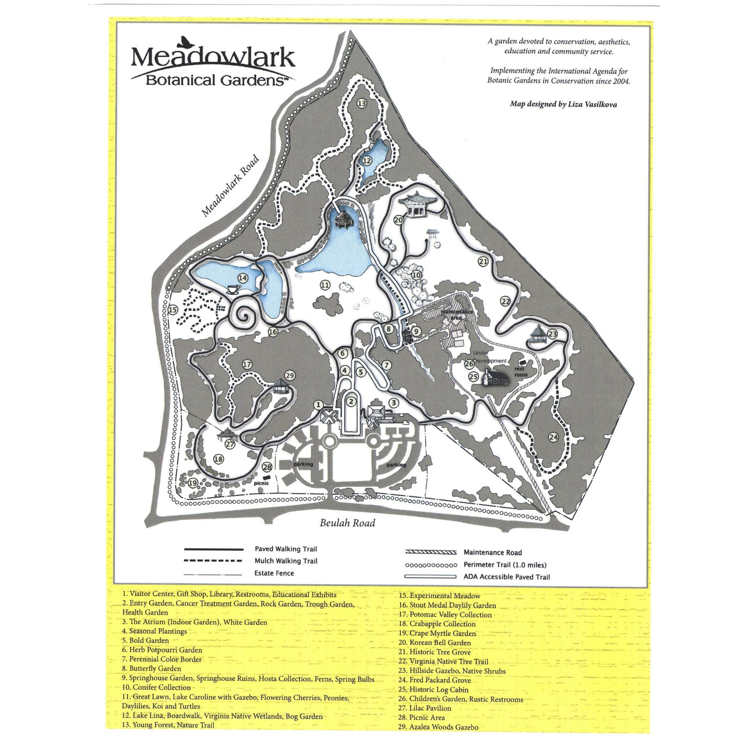 Meadowlark Park Map, Ceremony will be held at the Azalea Woods Gazebo (#29 on map)