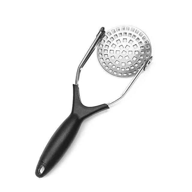 Clever Monster Stainless Steel Potato Masher - Heavy Duty with Garlic Press, Cooking and Kitchen Gadget - Convenient for Making Mashed Potatoes, Vegetables and Fruits