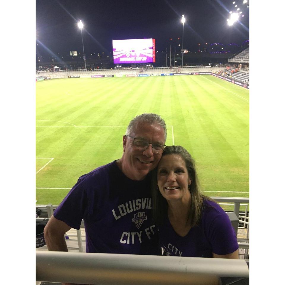 LouCity soccer night in our Estinopinal End section....Vamos Morados!