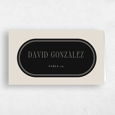 Classic Greige, Beige Wedding Place Card - Anara