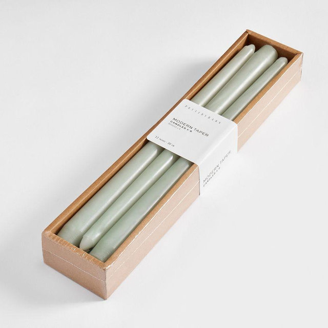 Modern Taper Candles, Set of 6 - Sage