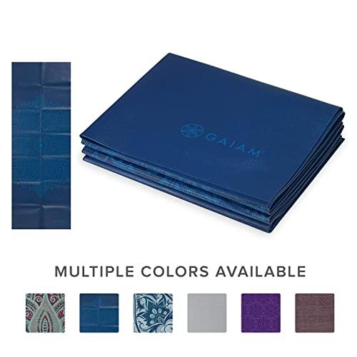 Gaiam Yoga Mat Folding Travel Fitness & Exercise Mat | Foldable Yoga Mat for All Types of Yoga, Pilates & Floor Workouts | Folds to 12" x 10" Square (68"L x 24"W x 2mm Thick)