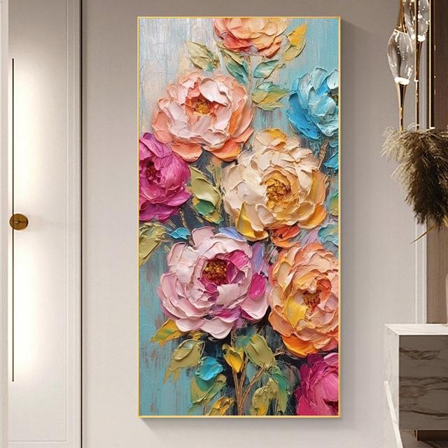 Original Abstract Flower Oil Painting on Canvas, Large Wall Art, Colorful Floral Painting,Minimalist Art,Custom Painting,Living Room Decor