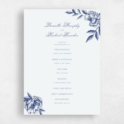 Dark Royal, Blue Wedding Program - Iniguez