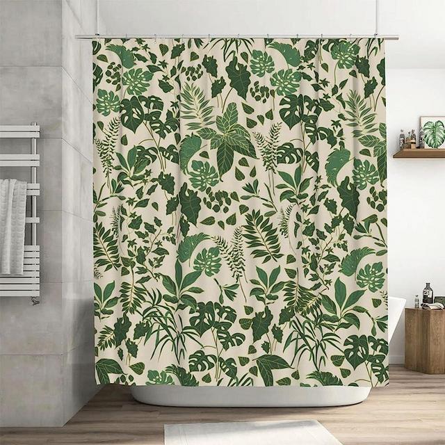 Ohocut Boho Shower Curtain Green Shower Curtain Cute Floral Shower Curtains for Bathroom Allover Jungle Tropical Leaves Plant Shower Curtain Waterproof Polyester Fabric Shower Curtain 72x72 Inch