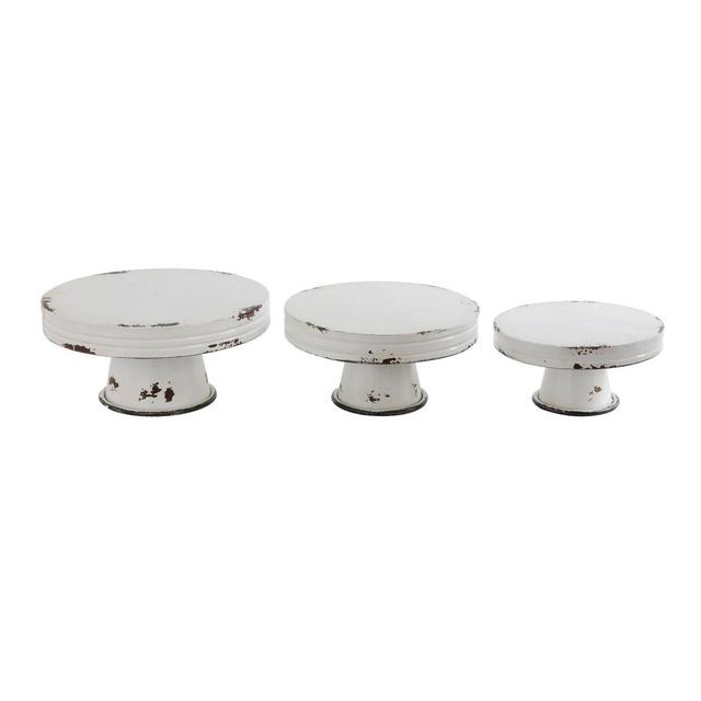 3pc Decorative Metal Pedestal Set White - 3R Studios