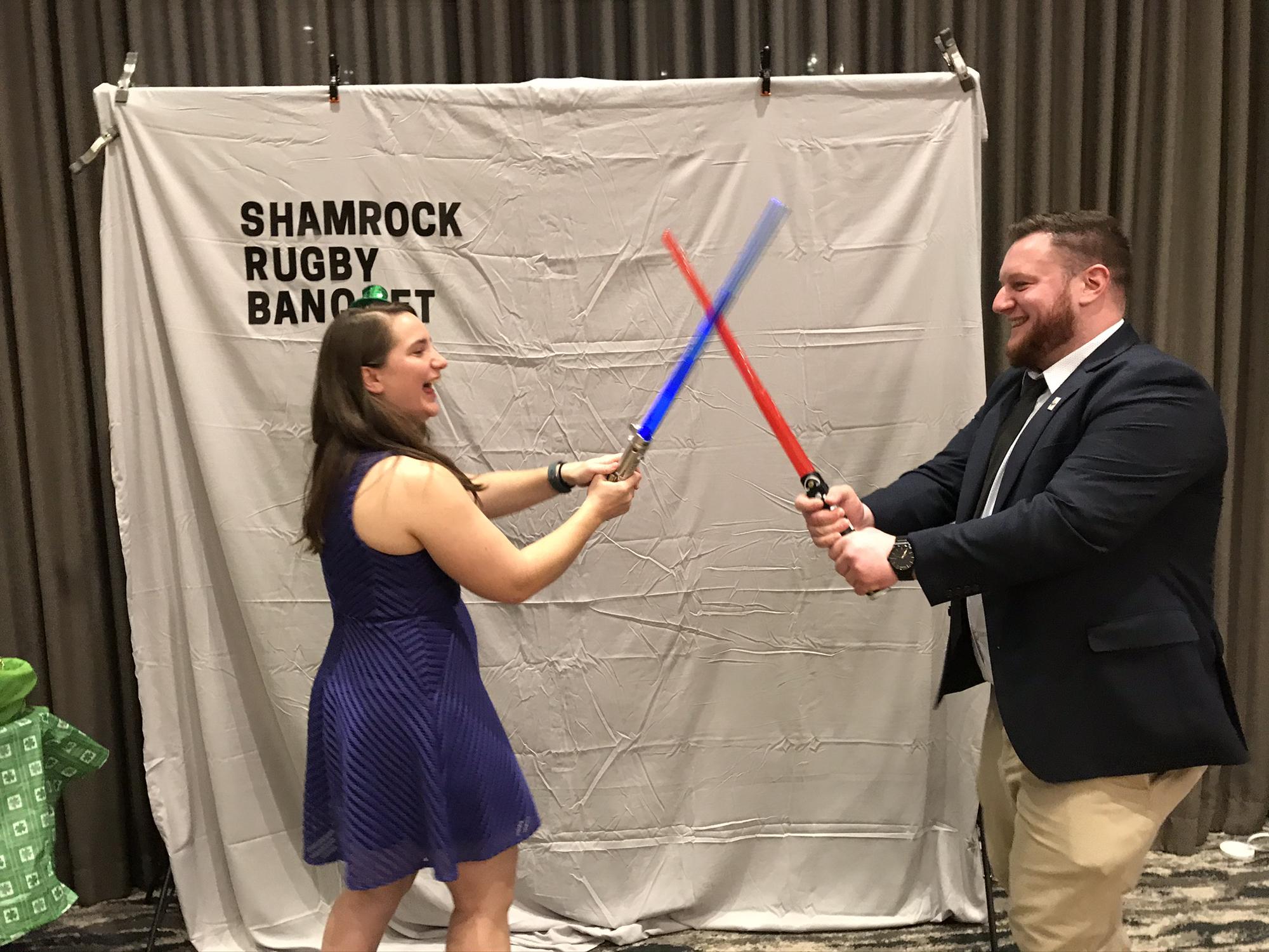 Lightsaber “fight” at the Shamrocks Banquet in early 2020