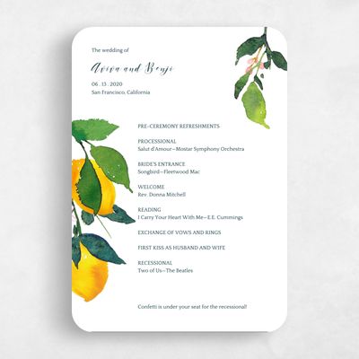 White Rounded Wedding Program - Folly