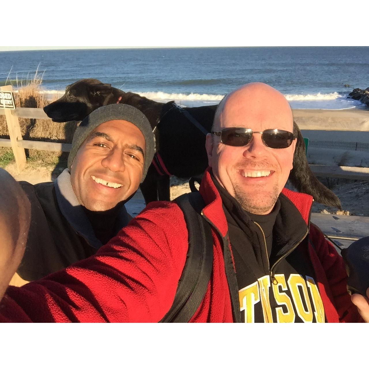 Back at the beach, where it all began.  Zoe photo bomb.
