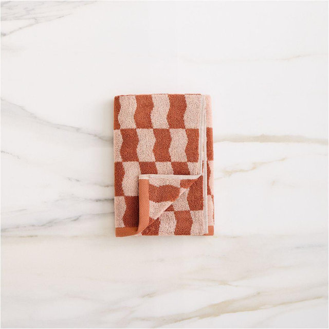 Wavy Blocks Towel, Hand Towel, Copper