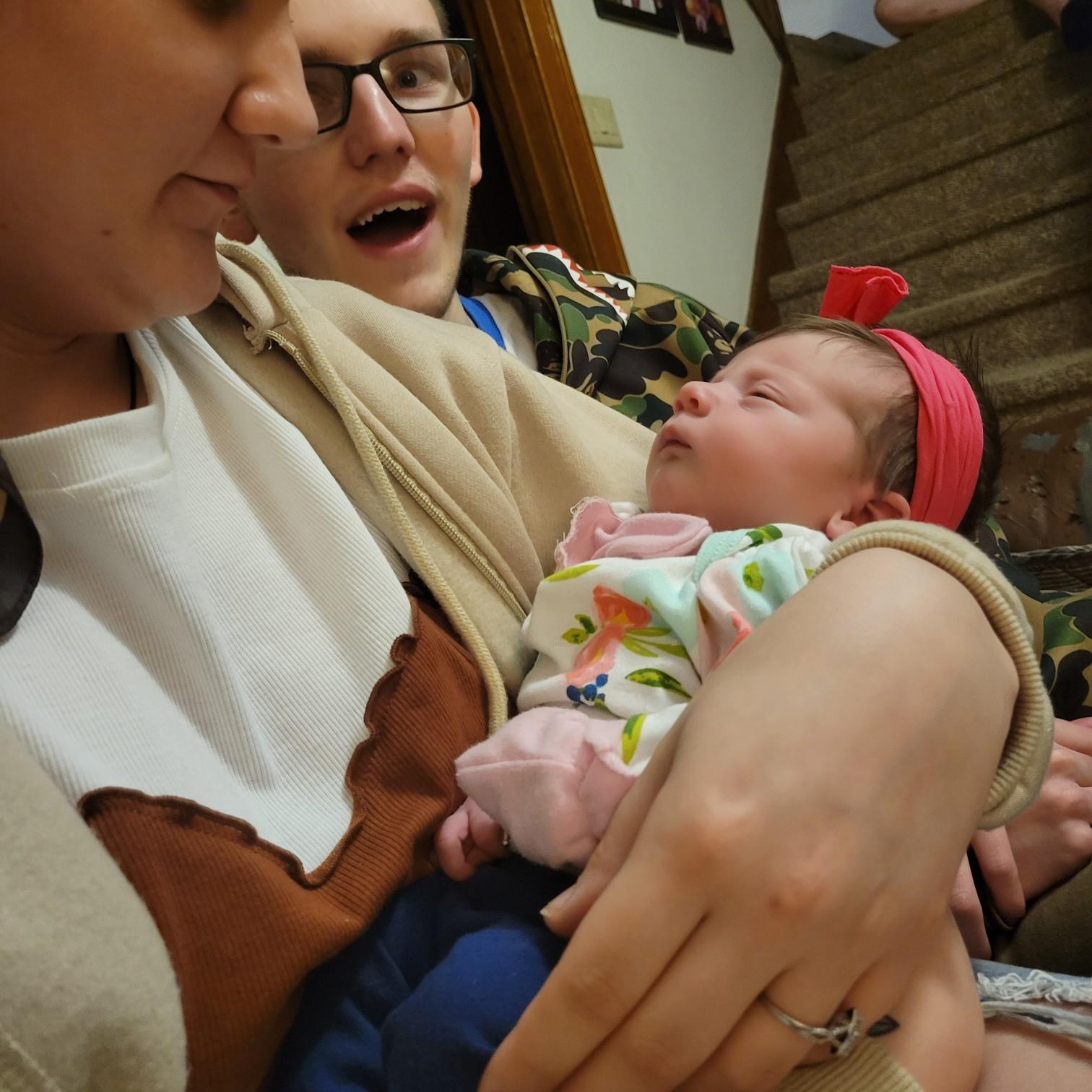 Meeting my sister's baby for the first time. ( he really made that face, it wasn't perfect timing. Also her name is Charlotte) April 2021