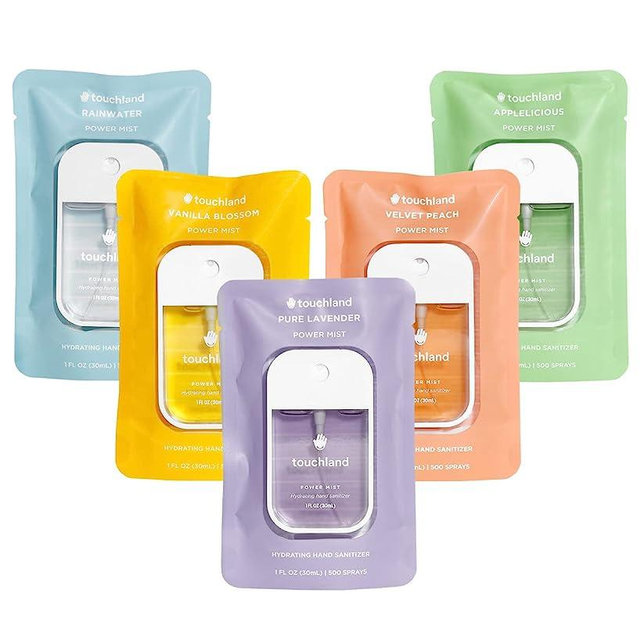 Touchland Power Mist Hydrating Hand Sanitizer BLOSSOM 5-PACK | Lavender, Vanilla, Rainwater, Peach, Applelicious | 500-Sprays each, 1FL OZ (Set of 5)