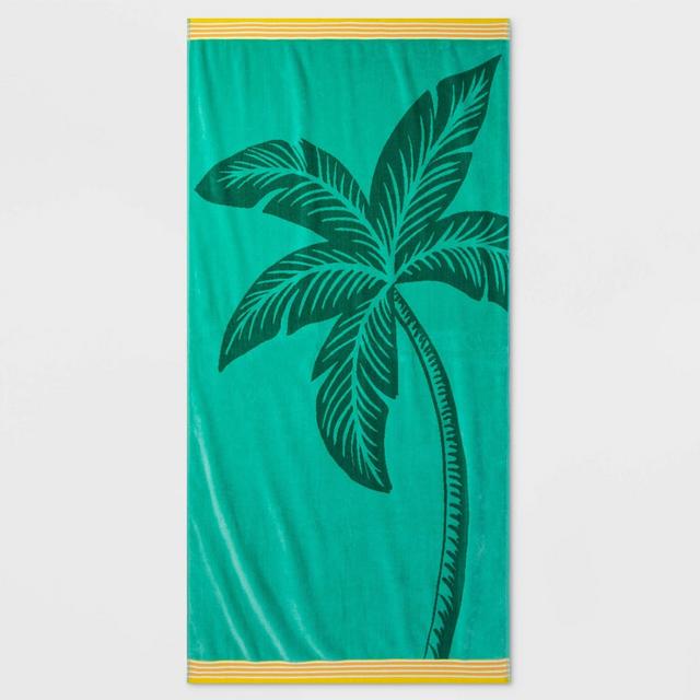 Big Palm Tree Beach Towel XL Green - Sun Squad™