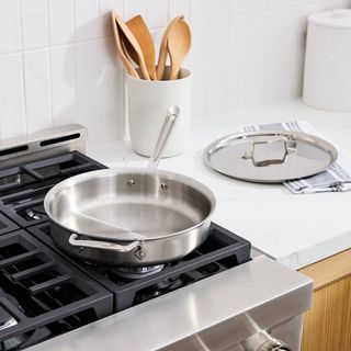 d5 Brushed Stainless Steel Saute Pan with Lid