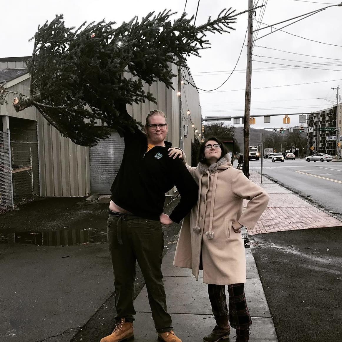 Helping Maripat buy a Christmas tree for her new apartment on South Salina Street in Syracuse, NY.
(December 2019)