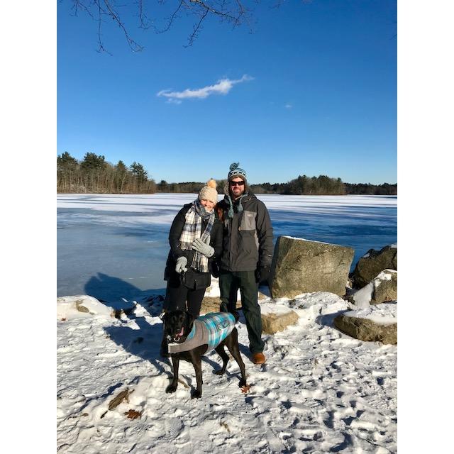 We spent the winter enjoying long winter walks with Dixie, followed by a fire in our cozy new living room!