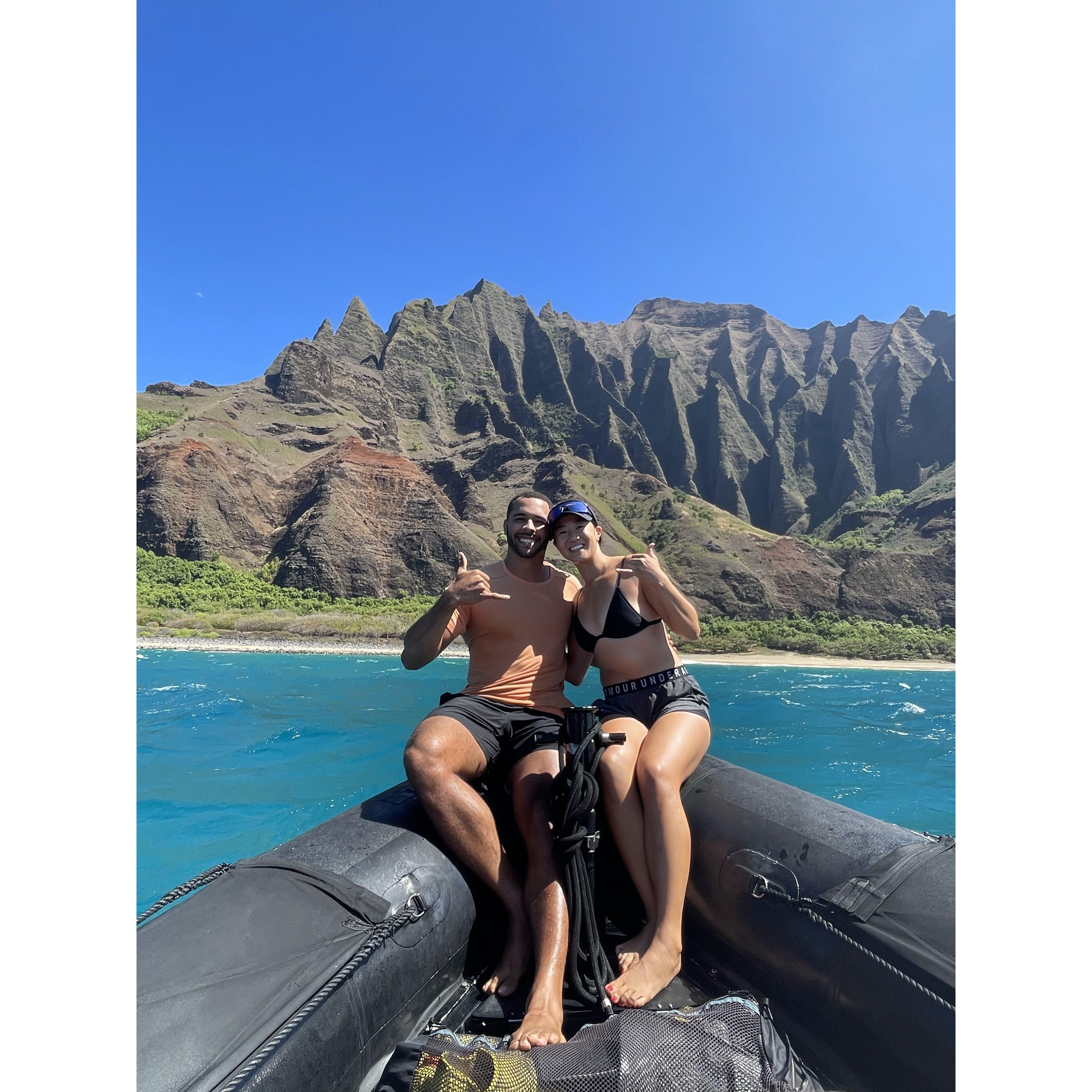 Haley loves traveling! One of the many vacations Haley plans and Bradley gets to ride along and enjoy. Kauai, Hawaii - Napali Coast.