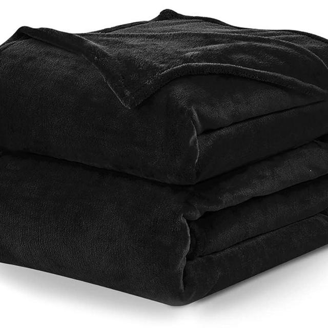 CozyLux Fleece Blanket Throw Black - 300GSM Lightweight Plush Fuzzy Cozy Soft Blankets and Throws for Sofa, Cozy Bed Blankets for Women Men Travel Camping and Chair, 50x60 inches