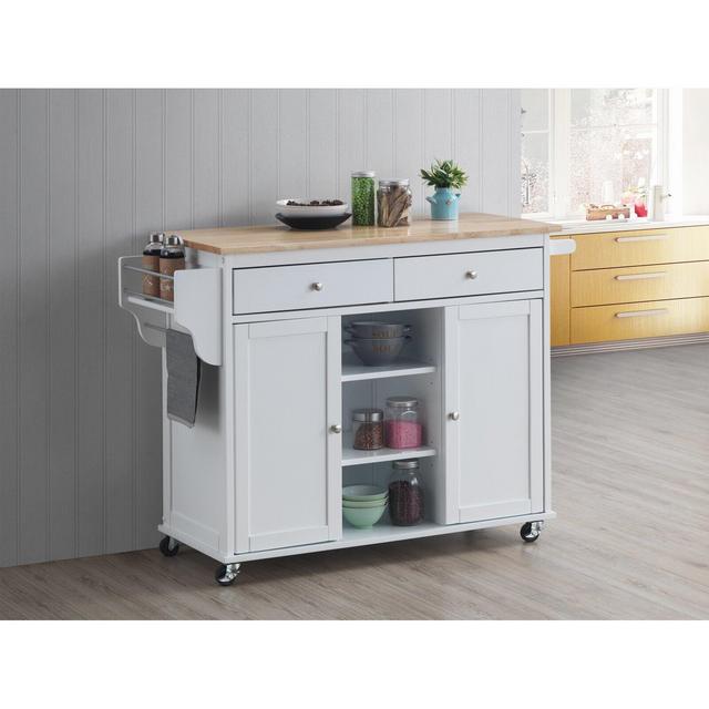 Batchtown 46.5'' Kitchen Cart with Solid Wood Top and Locking Wheels