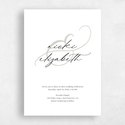 Grassy Sage, Green Wedding Invitation - Temecula Portrait