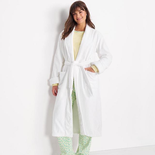 Women's Cotton Terry Long Spa Bath Robe - White - Medium