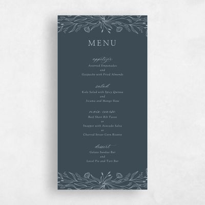 Navy Blue Wedding Menu - Vanora