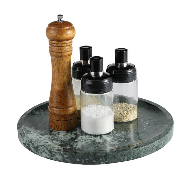 Marble Lazy Susan, 12in Lazy Susan Turntable Organizer for Cabinet Pantry Kitchen Countertop Fridge Bathroom Makeup Vanity Countertop, Detachable Lazy Susan for Table Top, Italian Green